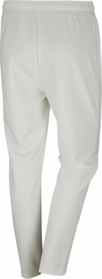 Eine weiße Hose mit elastischem Bund und geraden Beinen. Eine weiße Hose mit elastischem Bund und geraden Beinen.