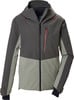 Graue Herren-Skijacke mit Kontrastdetails und Kapuze.