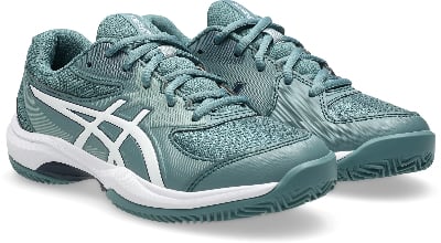 Damen Tennisschuhe von ASICS in Mintgrün mit weißem Logo und weißer Sohle. Damen Tennisschuhe von ASICS in Mintgrün mit weißem Logo und weißer Sohle.