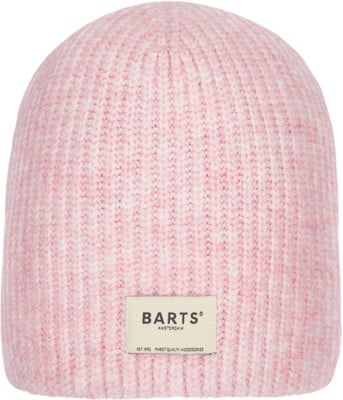 Eine rosa Rippstrickmütze mit dem Barts Amsterdam Logo. Eine rosa Rippstrickmütze mit dem Barts Amsterdam Logo.