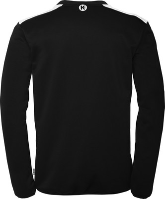Schwarzer Pullover mit langen Ärmeln und weißem K-Logo auf dem Rücken.