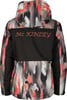 Rückseite der McKinley-Jacke mit buntem Muster und Logo.