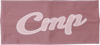 Rosa Stoff mit weißer Aufschrift 'Cmp' in hellrosa Schrift.