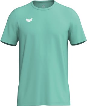 Grünes Kurzarm-T-Shirt mit weißem Erima-Logo.