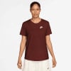 Damen-Weinrot-T-Shirt von Nike mit Logo auf der Brust.