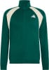 Grüne Adidas Herrenjacke mit weißen Streifen und Logo auf der Brust.