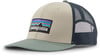 Graue Kappe mit Patagonia-Logo und Mesh-Rückseite.