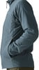 Blaue Jacke mit dunkelblauen Details und Taschen auf der Vorderseite.