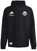 Schwarze Jacke mit Adidas, Intersport und Sportunion Logo.