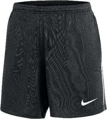 Schwarze Nike Sporthose mit weißem Logo und Streifen.