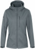 Graue Herren Softshelljacke mit Kapuze und Reißverschluss.
