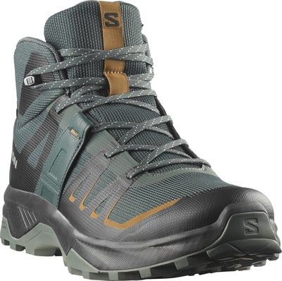 Herren-Wanderschuh von Salomon mit Gore-Tex-Membran und strapazierfähiger Sohle. Herren-Wanderschuh von Salomon mit Gore-Tex-Membran und strapazierfähiger Sohle.
