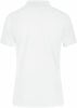 Rückansicht eines weißen Poloshirts mit kurzen Ärmeln.