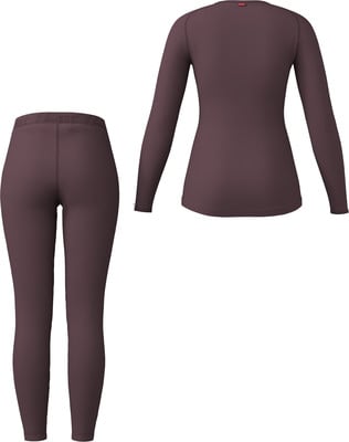 Dunkelviolettes Thermo-Langarmshirt und Leggings für Damen. Dunkelviolettes Thermo-Langarmshirt und Leggings für Damen.