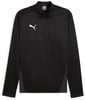 Schwarzes Puma-Sweatshirt für Herren mit weißem Logo und halbem Reißverschluss.