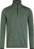 Grüner Herrenpullover mit Stehkragen und kurzem Reißverschluss.