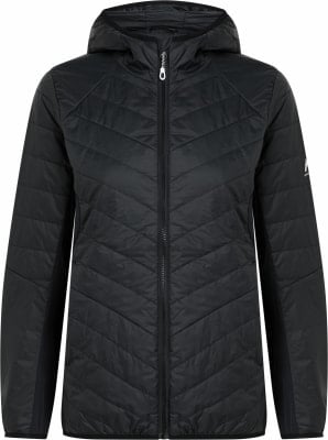 Schwarze Steppjacke mit Kapuze und durchgehendem Reißverschluss. Schwarze Steppjacke mit Kapuze und durchgehendem Reißverschluss.