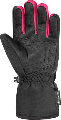 Schwarze Winterhandschuhe mit pinken Details und GORE-TEX-Logo. Schwarze Winterhandschuhe mit pinken Details und GORE-TEX-Logo.