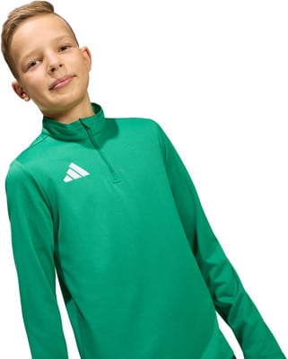 Junge in einem grünen Sweatshirt mit Adidas-Logo, weißer Hintergrund. Junge in einem grünen Sweatshirt mit Adidas-Logo, weißer Hintergrund.