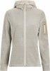 Damen hellgraue Fleecejacke mit Muster und Kapuze.