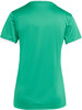 Grünes T-Shirt mit weißer Biese an Ärmeln und Kragen.