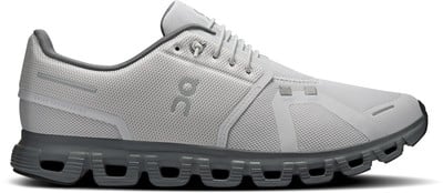 Grauer Laufschuh mit ON-Logo und Aufschrift Swiss Engineering. Grauer Laufschuh mit ON-Logo und Aufschrift Swiss Engineering.