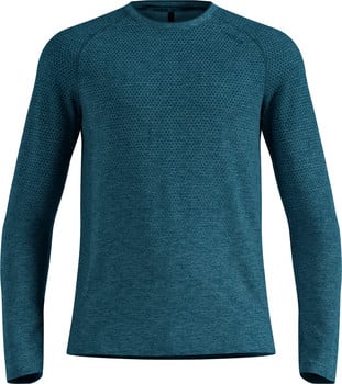 Blaues Langarmshirt für Herren mit feinem Muster.