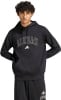 Mann in schwarzem Adidas Hoodie mit Logo auf der Brust.