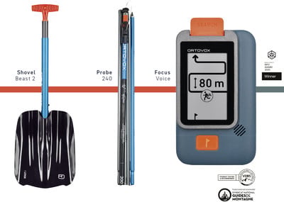 Lawinenschaufel, Sonde und Suchgerät von Ortoovox für Wintersport. Lawinenschaufel, Sonde und Suchgerät von Ortoovox für Wintersport.