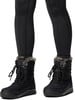 Schwarze Damen-Winterstiefel mit Fell und Schnürsenkeln.
