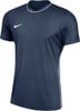 Dunkelblaues Nike-T-Shirt mit weißer Paspel und Logo.