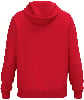 Ein roter Kapuzenpullover von hinten gezeigt.