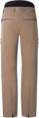 Beige Outdoorhose mit schwarzem Bund und Reißverschlüssen am Knöchel. Beige Outdoorhose mit schwarzem Bund und Reißverschlüssen am Knöchel.