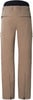 Beige Outdoorhose mit schwarzem Bund und Reißverschlüssen am Knöchel.