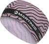Ein rosafarbener Stirnband mit schwarzem Wellenmuster und Martini-Logo.