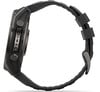 Nahaufnahme einer schwarzen Smartwatch mit seitlichen Tasten.