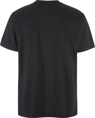 Schwarzes T-Shirt mit kurzen Ärmeln, Rückansicht. Schwarzes T-Shirt mit kurzen Ärmeln, Rückansicht.