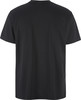 Schwarzes T-Shirt mit kurzen Ärmeln, Rückansicht.