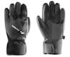 Vorder- und Rückansicht schwarzer Skihandschuhe mit Muster.