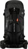 Rückseite eines schwarzen Rucksacks mit ORTOVOX-Logo und gepolsterten Trägern.