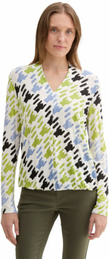 V-Neck AlloverPrint női hosszúujjú felső