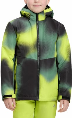 Kinder-Winterjacke mit buntem Muster und Kapuze. Kinder-Winterjacke mit buntem Muster und Kapuze.