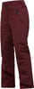 Damen-Ski-Hose in Weinrot mit schwarzen Reißverschlüssen und Logo.