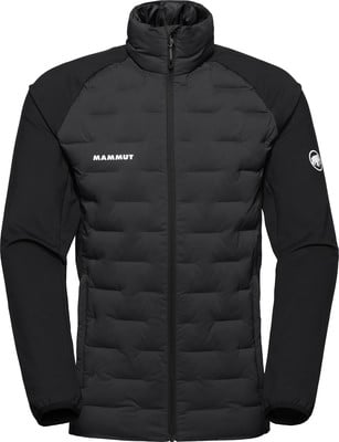 Schwarze Mammut Daunenjacke mit gesteppter Vorderseite und schwarzen Ärmeln. Schwarze Mammut Daunenjacke mit gesteppter Vorderseite und schwarzen Ärmeln.