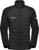 Schwarze Mammut Daunenjacke mit gesteppter Vorderseite und schwarzen Ärmeln.