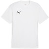 Ein weißes Puma-T-Shirt mit schwarzem Logo auf der Brust und Drycell-Technologie.