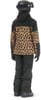 Skijacke mit Leopardenmuster und schwarzer Hose.