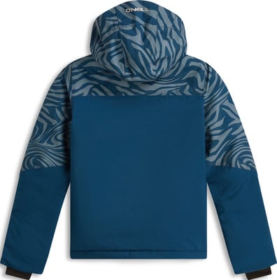 Blaue Jacke mit Kapuze und Zebramuster auf Ärmeln und Kapuze. Blaue Jacke mit Kapuze und Zebramuster auf Ärmeln und Kapuze.