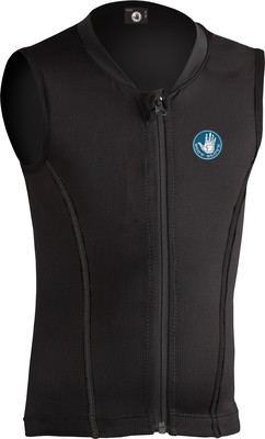 Schwarze Weste mit Body Glove Logo und Reißverschluss.