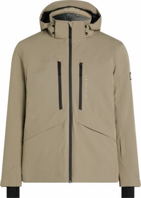 Beige Herren-Skijacke mit schwarzen Reißverschlüssen und McKinley-Logo. Beige Herren-Skijacke mit schwarzen Reißverschlüssen und McKinley-Logo.